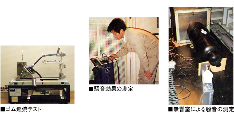 ■ゴム燃焼テスト■騒音効果の測定■無響室による騒音の測定